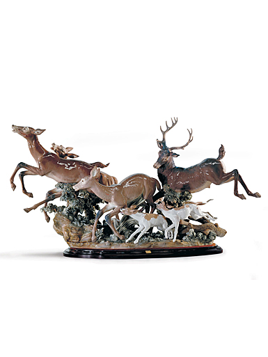 Lladro High Porcelain, Pursued Deer Sculpture. Limited Edition