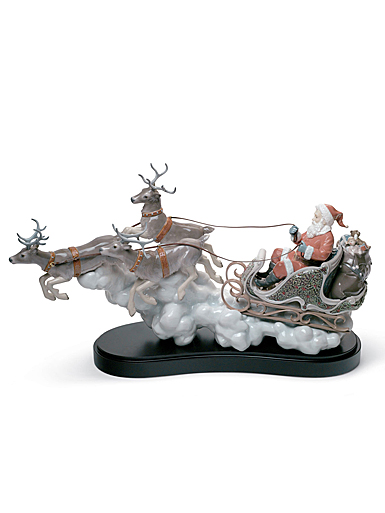 Lladro Classic Sculpture, Santa's Midnight Ride Sleigh Figurine. Limited Edition