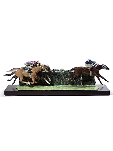 Lladro Classic Sculpture, At The Derby Horses Sculpture. Limited Edition