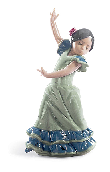 Lladro Classic Sculpture, Lolita Flamenco Dancer Girl Figurine. Blue