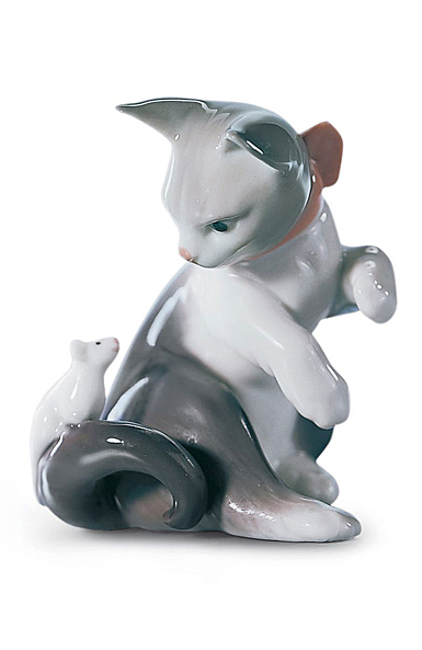 Lladro Classic Sculpture, Cat And Mouse Figurine