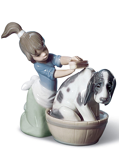 Lladro Classic Sculpture, Bashful Bather Dog Figurine