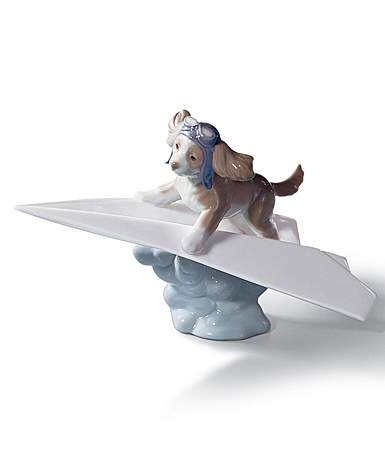 Lladro Classic Sculpture, Let's Fly Away Dog Figurine