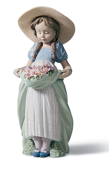 Lladro Classic Sculpture, Bountiful Blossoms Girl Figurine