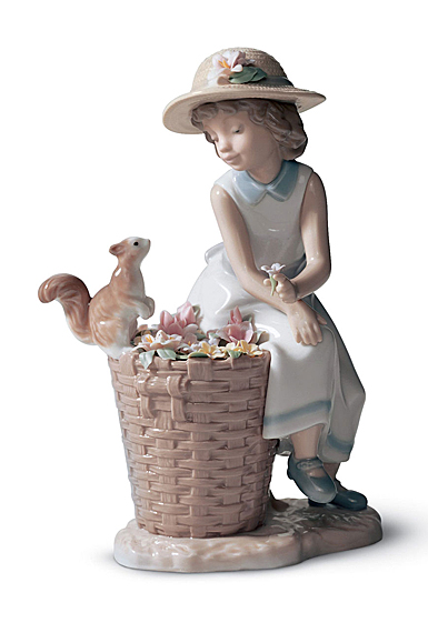 Lladro Classic Sculpture, Hello Little Squirrel! Girl Figurine
