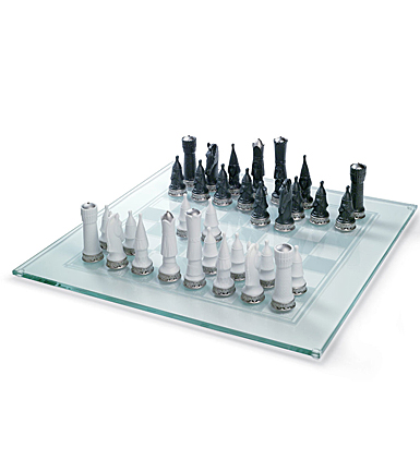 Lladro Home Decor, Chess Set. Silver Lustre