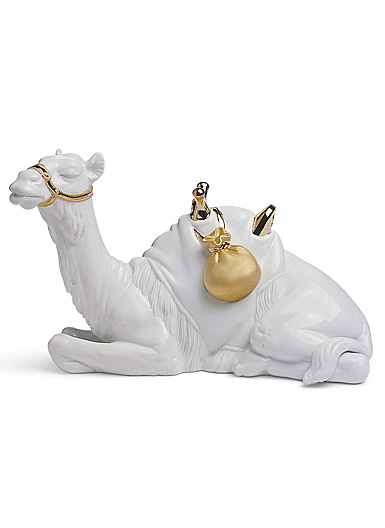 Lladro Classic Sculpture, Camel Nativity Figurine. Golden Lustre