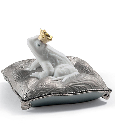 Lladro Classic Sculpture, Enchanted Prince Frog Figurine. Golden Lustre