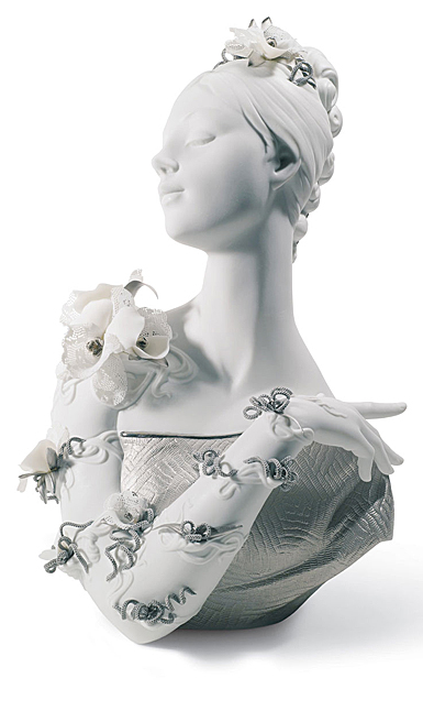 Lladro Classic Sculpture, My Fair Lady Bust Figurine. Silver Lustre