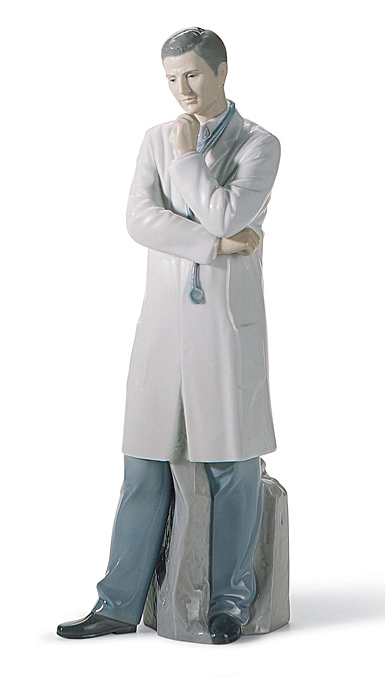 Lladro Classic Sculpture, Male Doctor Figurine. Fair Skin