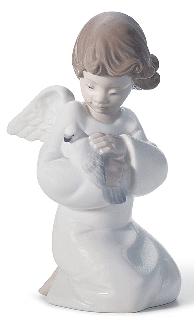 Lladro Classic Sculpture, Loving Protection Angel Figurine