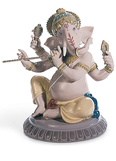 Lladro Classic Sculpture, Bansuri Ganesha Figurine