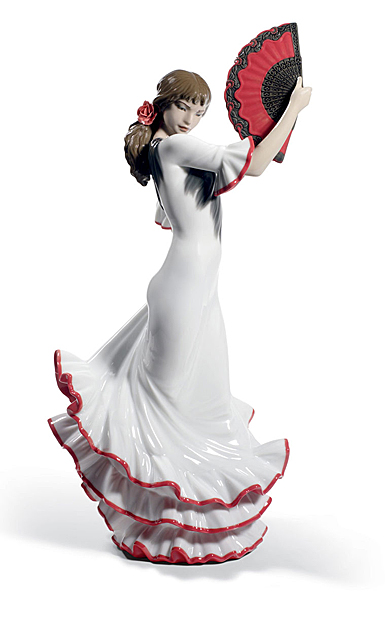 Lladro Classic Sculpture, Passion And Soul Flamenco Woman Figurine. 60th Anniversary. Red