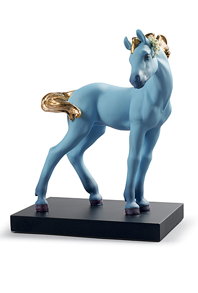Lladro Classic Sculpture, The Horse Figurine. Blue. Limited Edition