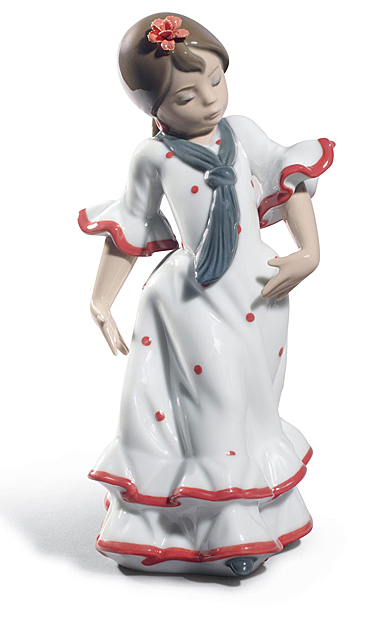 Lladro Classic Sculpture, Juanita Flamenco Dancer Girl Figurine. Red