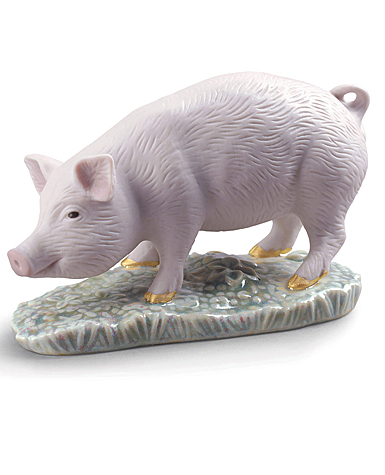 Lladro Classic Sculpture, The Pig Mini Figurine