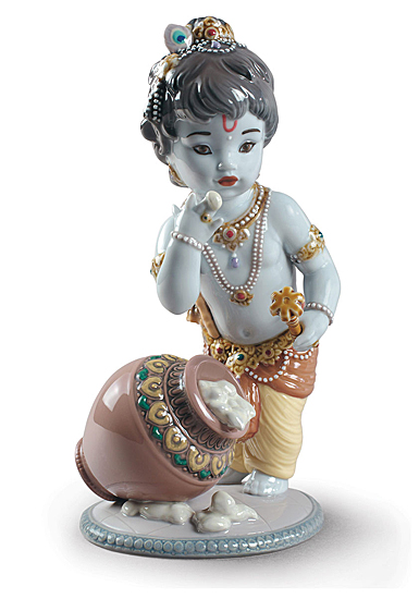 Lladro Classic Sculpture, Krishna Butterthief Figurine