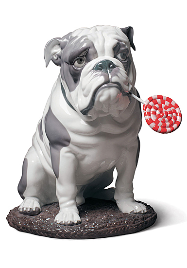 Lladro Classic Sculpture, Bulldog With Lollipop Dog Figurine