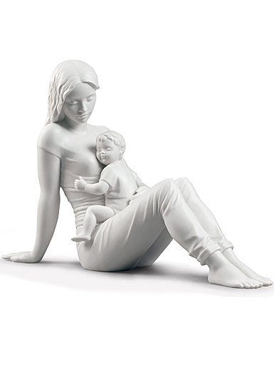 Lladro Classic Sculpture, A Mother's Love Figurine. Matte White