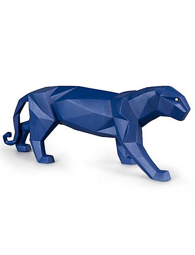 Lladro Design Figures, Panther Figurine. Blue Matte
