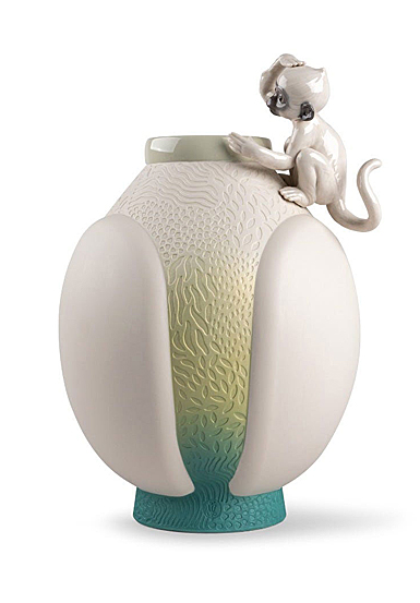 Lladro Home Decor, Monkey Vase