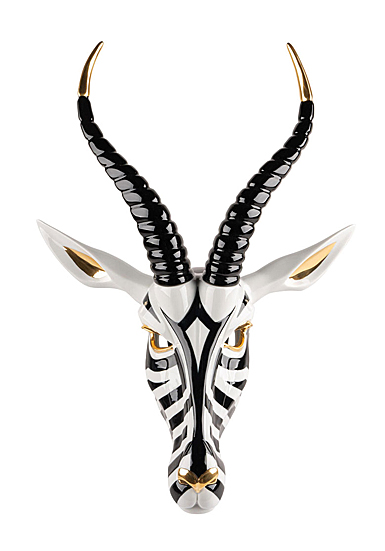 Lladro Design Figures, Antelope Mask. Black And Gold