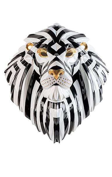Lladro Lion Mask, Black-Gold