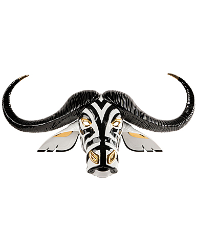 Lladro Buffalo Mask, Black-Gold