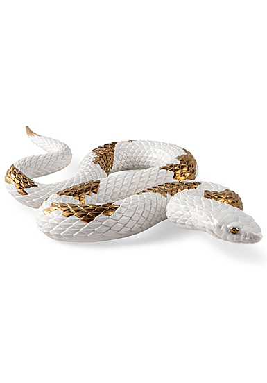 Lladro Snake, White, Copper