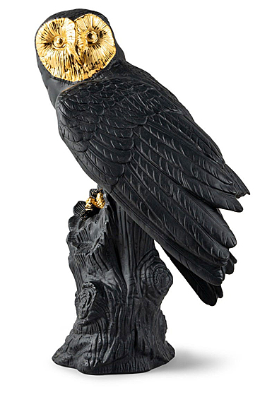 Lladro Owl, Black-Gold