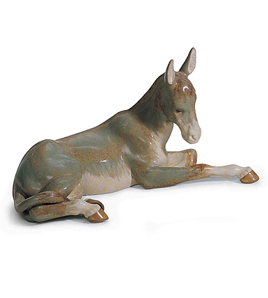 Lladro Classic Sculpture, Donkey Nativity Figurine. Gres