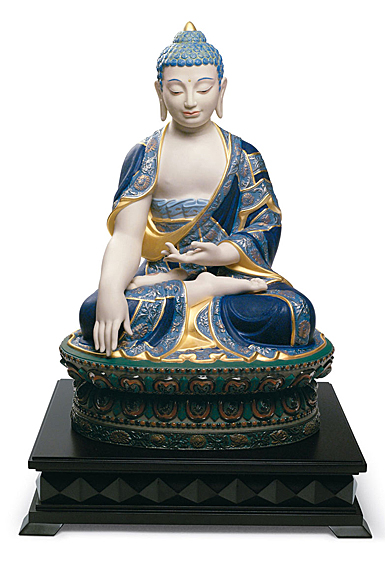 Lladro Classic Sculpture, Shakyamuni Buddha Sculpture. Golden Lustre. Limited Edition