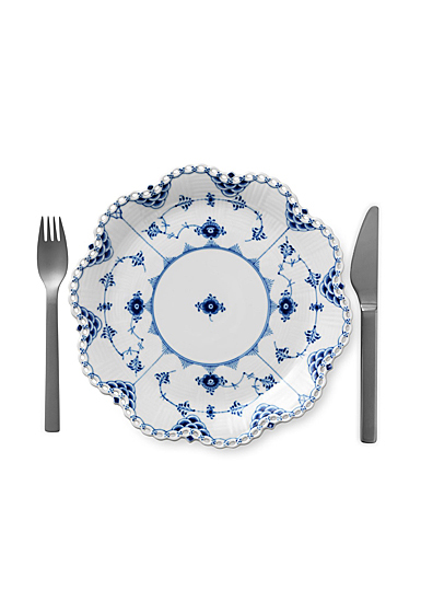 Royal Copenhagen, Blue Fluted Full Lace Round Dish 9.75"