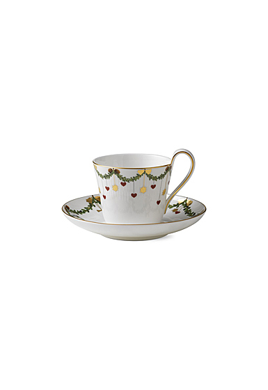 Royal Copenhagen, Star Fluted Christmas High Handle Cup and Saucer