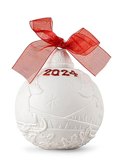 Lladro 2024 Christmas Red Ball Dated Ornament 