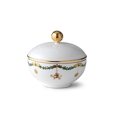 Royal Copenhagen, Star Fluted Christmas Sugar Bowl With Lid