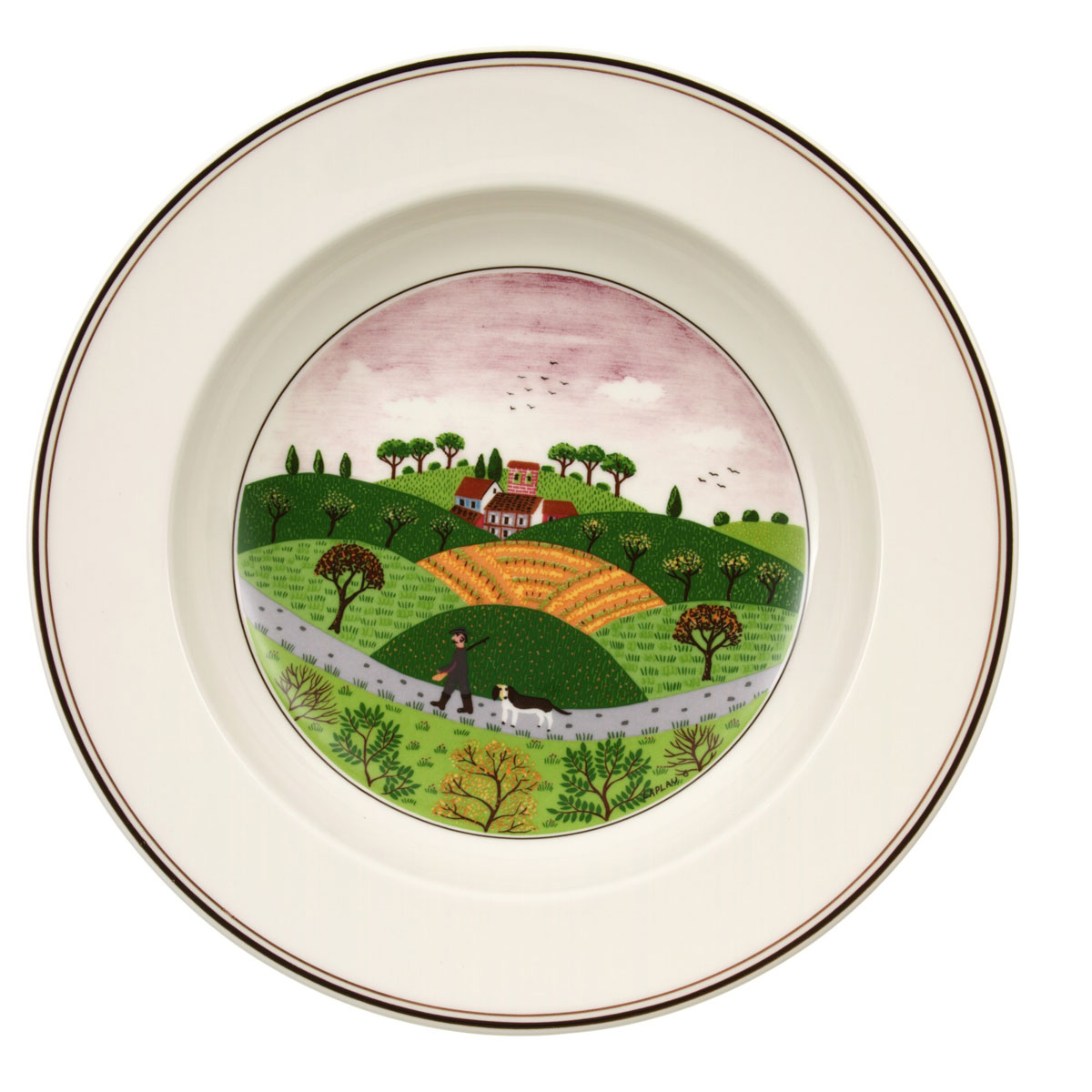 Villeroy and Boch Design Naif Rim Soup Num. 6 Hunter and Dog