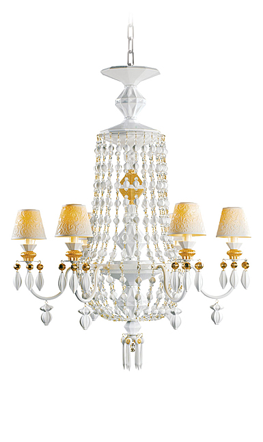 Lladro Classic Lighting, Winter Palace 6 Lights Chandelier. Golden Luster