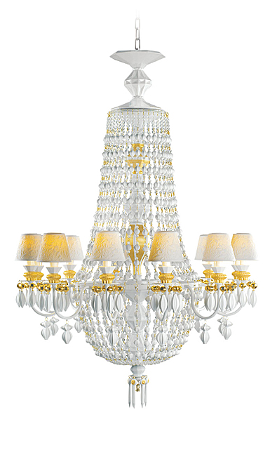 Lladro Classic Lighting, Winter Palace 12 Lights Chandelier. Golden Luster
