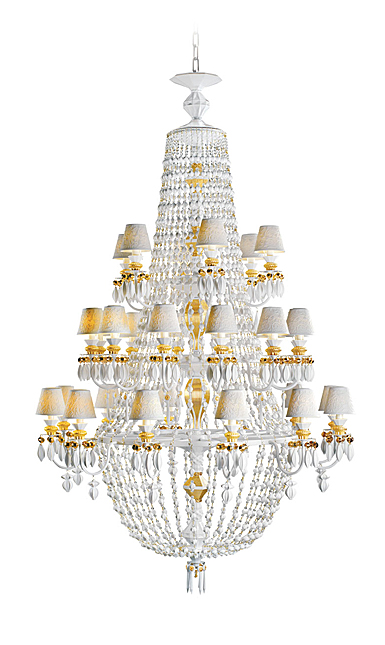 Lladro Classic Lighting, Winter Palace 30 Lights Chandelier. Golden Luster