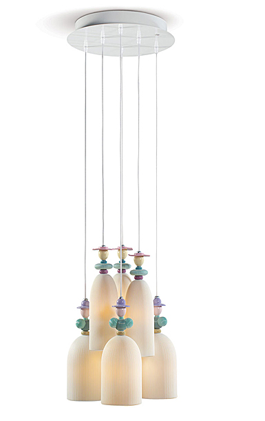 Lladro Classic Lighting, Mademoiselle 6 Lights Gathering In The Lawn Ceiling Lamp
