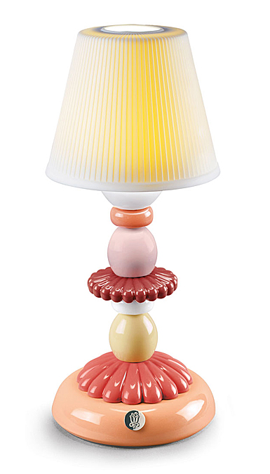 Lladro Light And Fragrance, Lotus Firefly Table Lamp. Coral