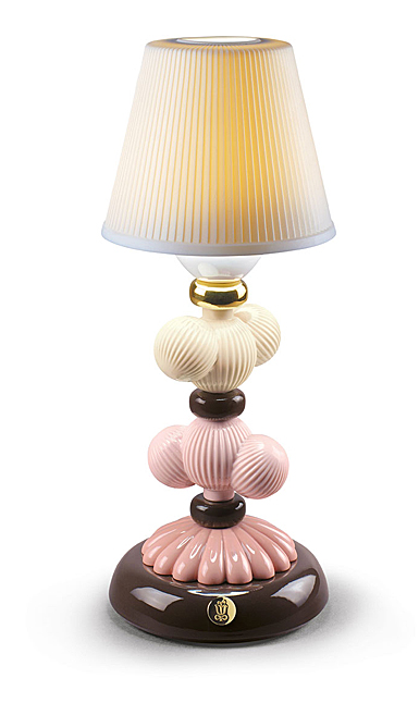 Lladro Light And Fragrance, Cactus Firefly Golden Fall Table Lamp. Pink