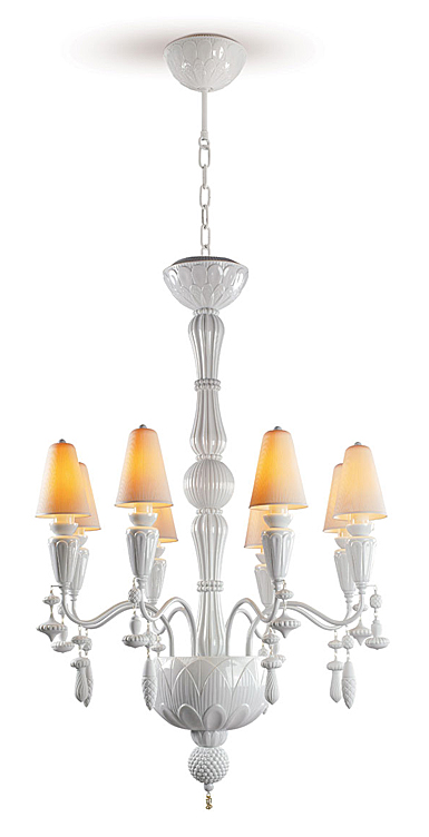 Lladro Classic Lighting, Ivy And Seed 8 Lights Chandelier. White