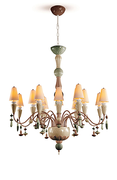 Lladro Classic Lighting, Ivy And Seed 16 Lights Chandelier. Medium Flat Model. Spices