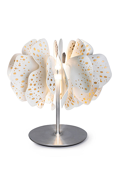 Lladro Modern Lighting, Nightbloom Table Lamp. White And Gold.