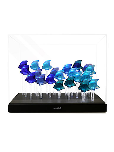 Lalique Crystal, Aquarium LED Blue with 25 Fish