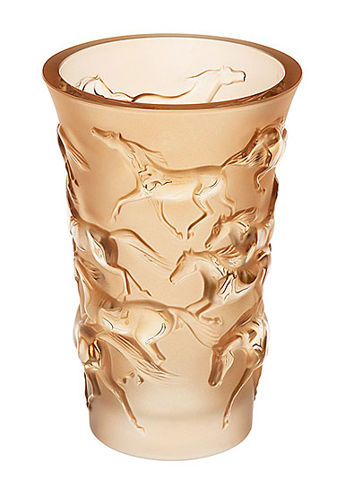 Lalique Mustang Gold 7" Vase