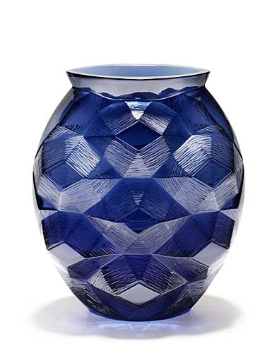 Lalique Crystal, Tortue Crystal Vase, Midnight Blue