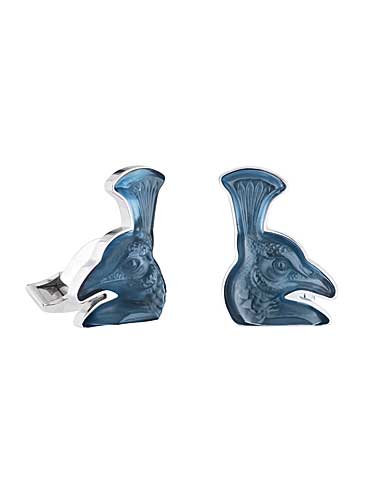 Lalique Paon Mascottes Cufflinks Pair, Blue